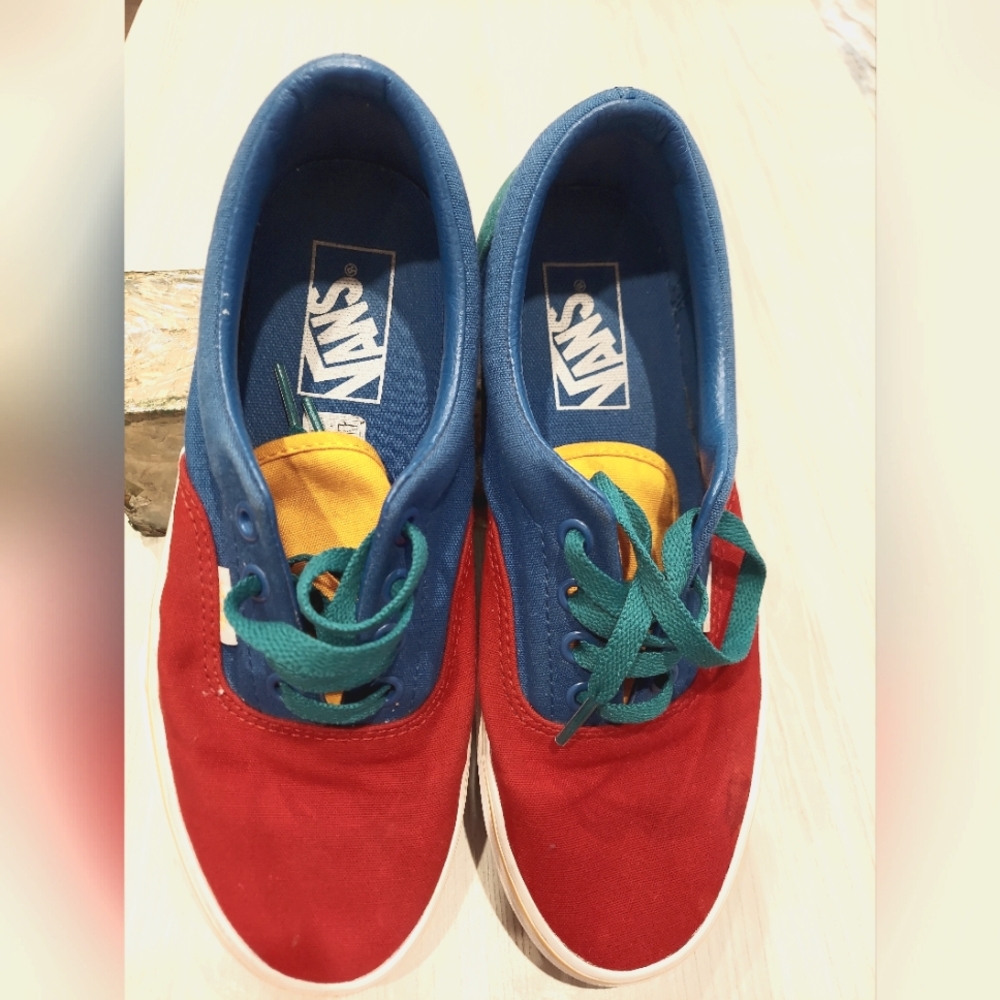 Vans Colorblock Canvas Sneakers - Red & Blue Unisex